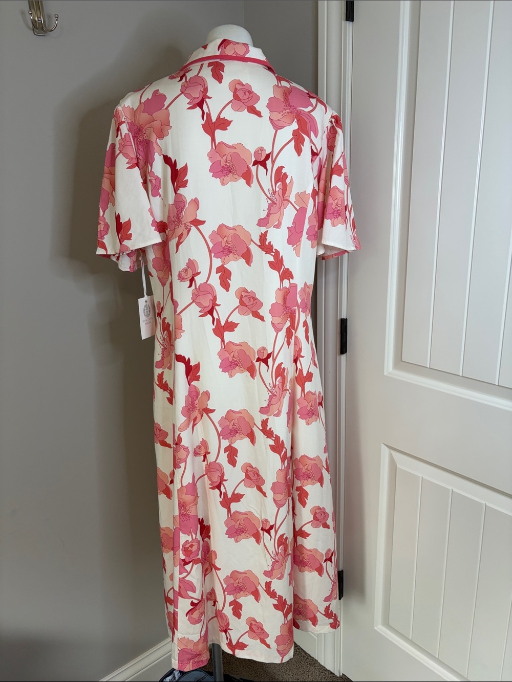 Tuckernuck Hyacinth House Peppa Midi Dress Coral Multi Floral Sz XL NEW - Picture 10 of 16